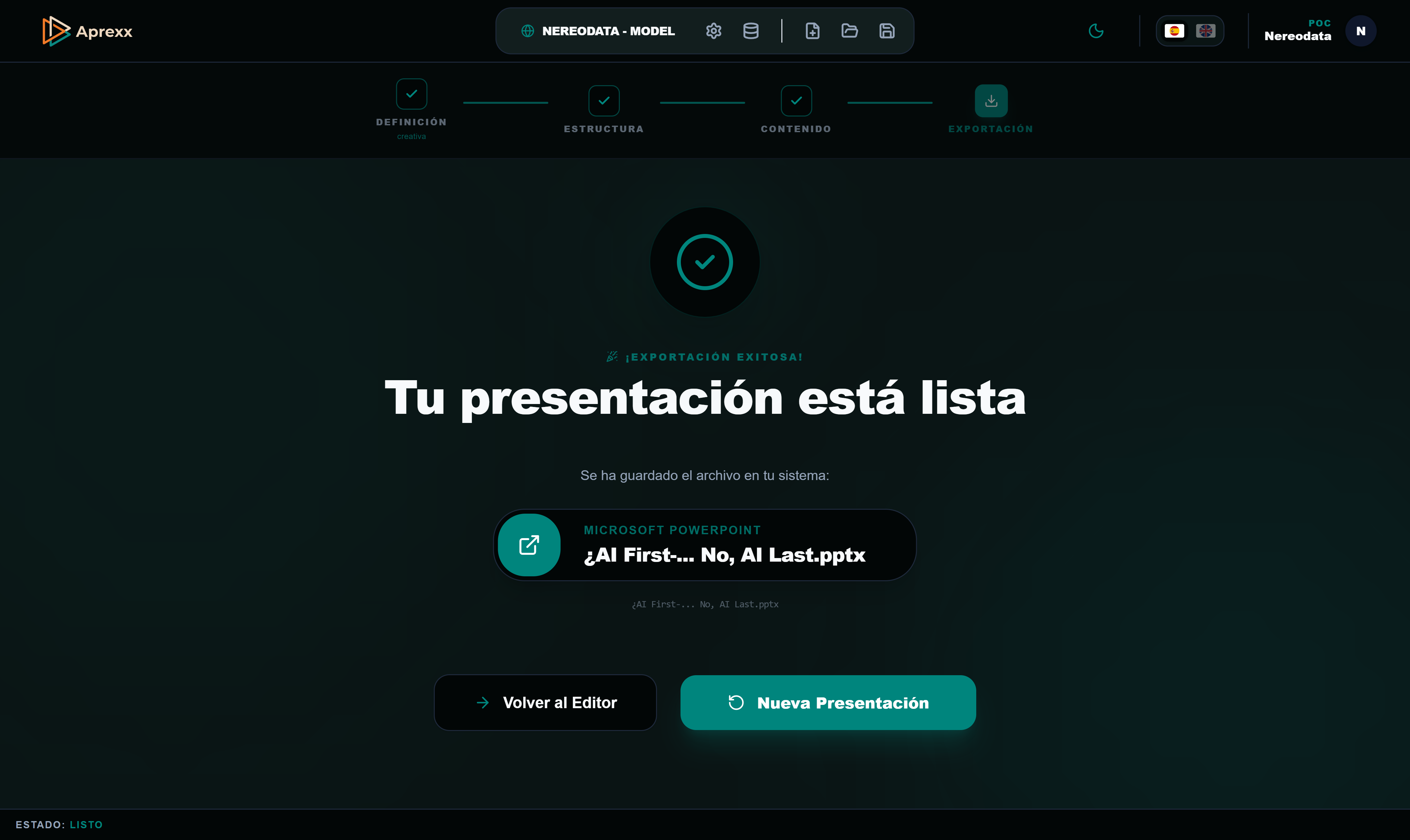 Aprexx Desktop - Exportación de Proyectos