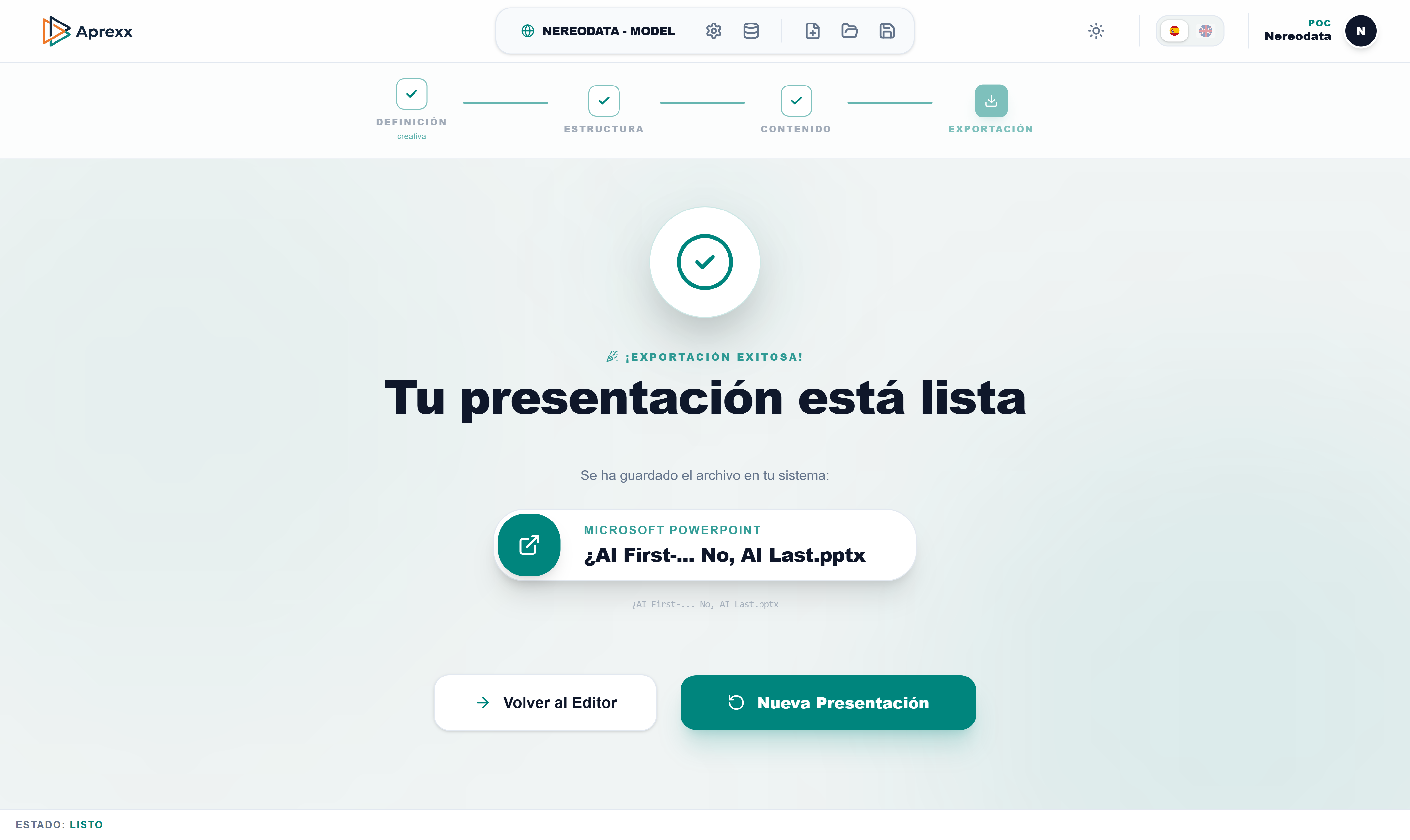 Aprexx Desktop - Exportación de Proyectos