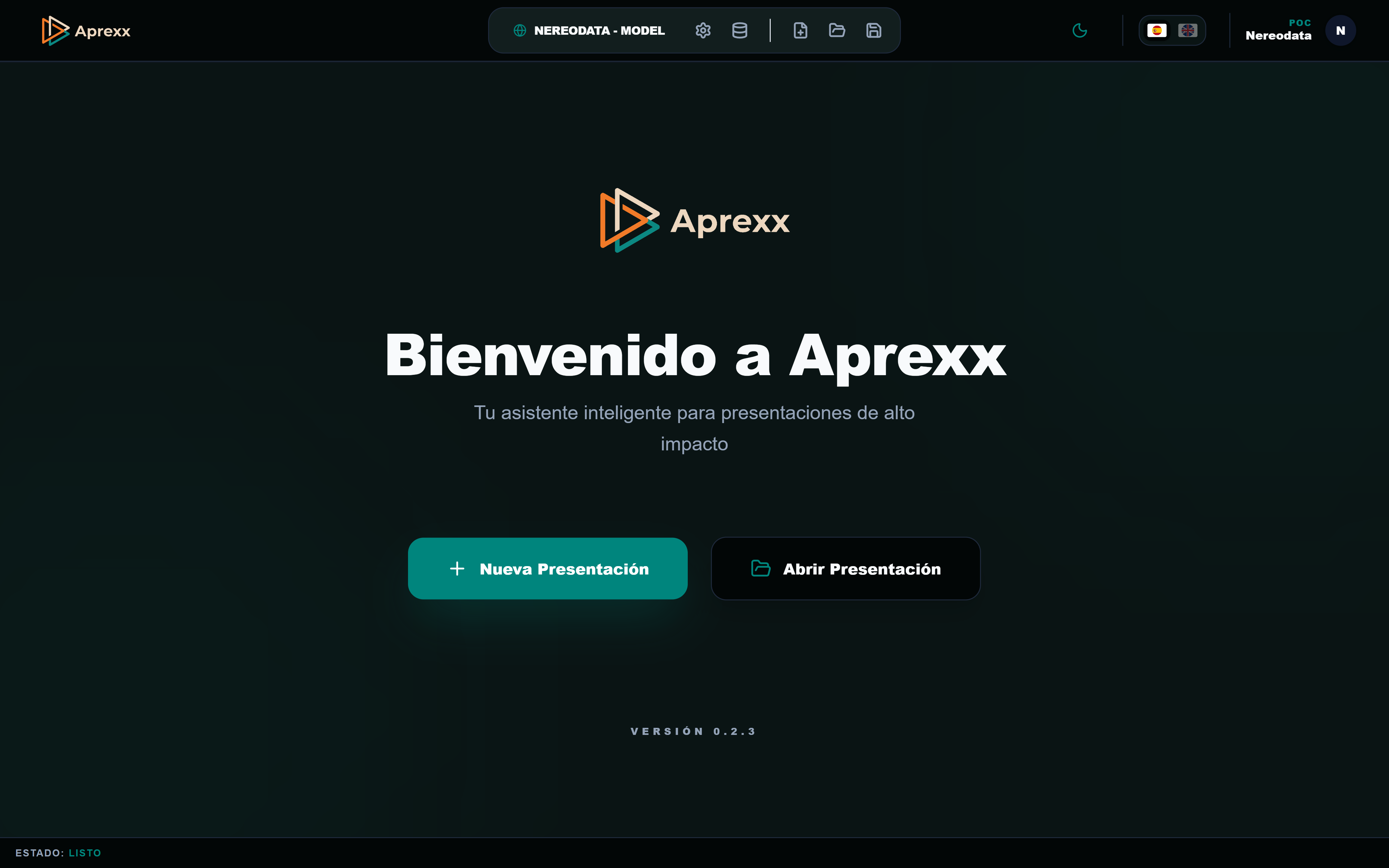 Aprexx Desktop - Pantalla de Bienvenida